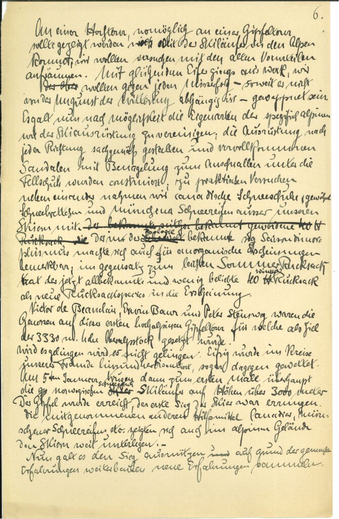 Manuskript: Die Einführung des Skilaufs im Hochgebirge und der Ski-Kurs[e], 1902