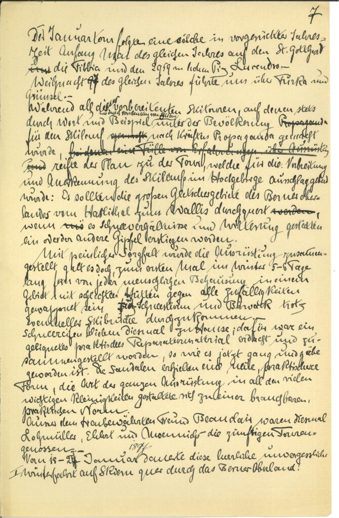 Manuskript: Die Einführung des Skilaufs im Hochgebirge und der Ski-Kurs[e], 1902