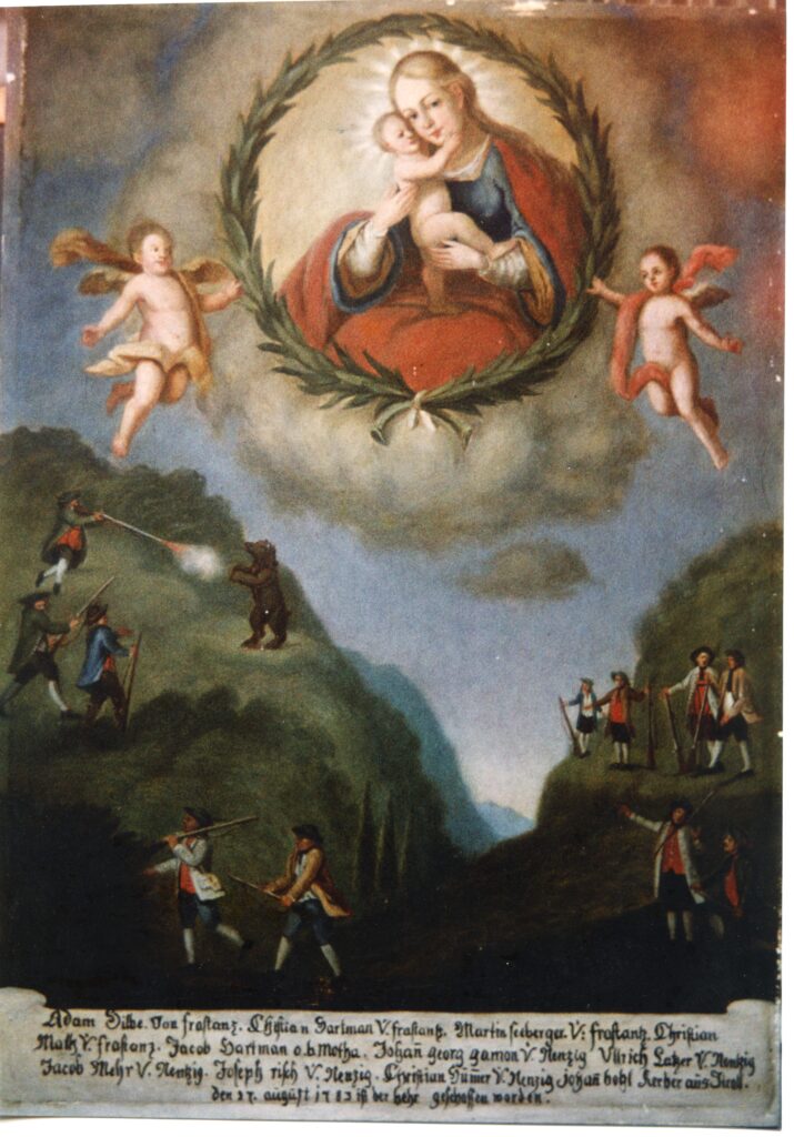 Votivtafel in der Wallfahrtskirche Kühbruck in Nenzing.