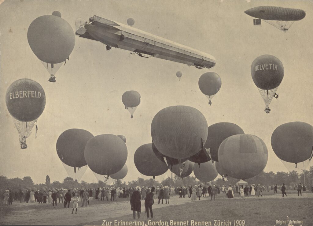 Archivale: Gordon-Bennet-Cup in Schlieren im September 1909. Signatur: Staatsarchiv des Kantons Zürich, Ballongruppe Zürich, Z 1037.259.1.